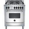 La Germania Cucina a Gas 5 Fuochi con Forno Elettrico Ventilato con Grill L x P 70x60 cm Classe A colore Inox - AMN765EXT (Coperchio non Incluso)