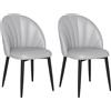 HOMCOM Set di 2 Sedie Sala da Pranzo, Sedie Cucina Moderne con Schienale a Conchiglia e Gambe in Metallo, Sedia in PU con Imbottita per Cucina, Camera da Letto, Ufficio e Soggiorno, Grigio Chiaro