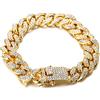 HALUKAKAH Bracciali Uomo, Catenina Cubano Miami 14mm Iced Out con Diamante, 18kt Vero Oro Bracciale, Oro, 22cm, con Pacco Regalo 0