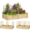 Outsunny Letto per Orto con 3 Tralicci e 2 Fioriere in Legno di Abete con Fondo Aperto, 119x62.5x64 cm, color Legno