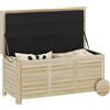 Outsunny Baule da Esterno 185L a 2 Ruote con Telo Interno e Coperchio, in Legno di Abete, 110x50x50 cm, color Legno