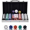 VEVOR Set di Fiches da Poker, Set Poker 300 Pezzi, Set di Completo Fiches Carte da Giochi con Valigetta in Alluminio, Fiches da Poker 7-8 Giocatori, Carte, Bottoni Dadi per Texas Hold'em, Blackjack