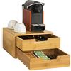 SoBuy Portacapsule compatibile con macchine da caffè, cassetto porta capsule in legno massello di bambù FRG82-N