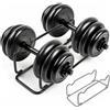 QWORK® 1 pezzo supporto per manubri, porta manubri, porta manubri palestra casa, 30x11x10 cm, nero