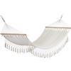 BIZZOTTO ANDREA SPA Amaca Bizzotto Millor Rete Bianca, 100x200 cm, Cotone e Poliestere, con Barre in Legno, Stile Boho per Relax all'Aperto