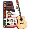 Pyle Chitarra Acustica a Spalla Mancante 1,04 m per Principianti, Finitura Opaca Naturale Stile Dreadnought a 6 Corde, Formato Standard con Custodia Protettiva, Accordatore, Corde in Acciaio, Plettri