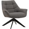 KONTE.DESIGN Poltrona girevole SEAPORT in tessuto grigio e gambe in metallo nero