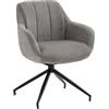 KONTE.DESIGN Set di 2 poltroncine girevoli STONESTOWN in tessuto grigio e gambe in metallo nero, con braccioli