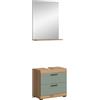 xonox.home Bad Scout X06N3B20 - Set di mobili da bagno in legno di quercia color salvia e artisano, ca. 60 x 191 x 34 cm