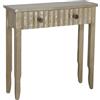 DRW Consolle Tavolo di ingresso con 2 cassetti in legno in champagne 80x25x78 cm