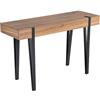 DRW Console Tavolo da ingresso in metallo e legno nero e naturale 120 x 50 x 75 cm
