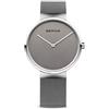 BERING 14539-077 Orologio unisex al quarzo, orologio da polso con cassa in acciaio inossidabile color argento da 39 mm e quadrante grigio, cinturino in maglia milanese, vetro zaffiro, 5 ATM
