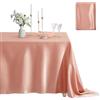 Counfeisly, Tovaglia rettangolare, confezione da 1, antimacchia e antipiega, morbida e setosa, in raso, per sala da pranzo, interni ed esterni, 152 x 259 cm, oro rosa