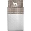 PENSIERI DELICATI Completo Letto 1 Piazza e Mezza 100% Cotone, Completo Lenzuola 1 Piazza e Mezza 120x200 Comprensivo di Lenzuolo Sotto, Sopra e 1 Federa, Made in Italy, Fantasia Tartan Cervo Beige