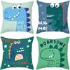 CEVAN Poliestere Federe Cuscini King Fodera per Divano Letto Cartone Animato Simpatico Dinosauro Federe per Cuscini Piccolo Copricuscino Pallet Decorazioni Murali 50x50cm,4Pcs