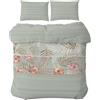 HOME ZEN HOUSEHOLD LINEN set completo lenzuola sopra lenzuolo sotto angoli e federe in tessuto di flanella anti reumatismi di poliestere e cotone (singolo, tropicale verde)