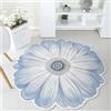 Morbuy Tappeto Soggiorno Soffice Morbido Tappeto a Forma di Fiore Antiscivolo Lavabile Tappeti Rotondo Moderni Interno Decorativo per Sedia Girevole Salotto Camera da Letto (80cm,Bianco Blu)
