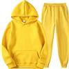 Mymyguoe Tuta sportiva da uomo, con cappuccio, tuta da allenamento, con cappuccio, maglione, in due pezzi, per fitness, sport, traspirante, per la casa, giallo., XXL