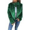 Generic Giacca casual da donna con cerniera in pelliccia a collo alto, giacca corta invernale in pelliccia sintetica, caldo cappotto in pelliccia sintetica a maniche lunghe, Verde, S