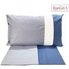 Zambaiti Completo letto matrimoniale Azzurro e Blu Puro cotone