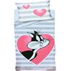 Welldry Copripiumino singolo SFUSO per bambini LOONEY TUNES a righe