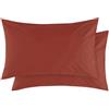 Welldry Coppia di federe sfuse in cotone 50x80 tinta unita ruggine