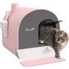 PawHut Lettiera per Gatti Chiusa con Vassoio Rimuovibile, Paletta e Filtro, 43x44x47cm, Rosa | Aosom