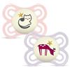 MAM Perfect Night Succhietto 2-6 mesi, Set da 2 ciucci, Rosa/Neutro