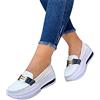 Valink Scarpe casual da donna, comode, con plateau, a mocassino, basse, in poliuretano, stile vintage, da passeggio