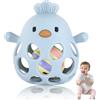 Collazoey Anello Teething Baby Toy, palla per bambini, giocattolo Montessori, senza BPA, per dentizione e pallina, in silicone, regalo per bambini dai 3 ai 18 mesi (blue)