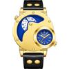 Lancardo Orologio da uomo cronografo analogico al quarzo luminoso più grande quadrante classico moda business orologi cinturino in pelle, calendario giorno e notte disponibile, blu