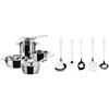 Alessi Pots&Pans AJM100S7 Batteria Set di Pentole di Design, Acciaio, Inox, Fondo Magnetico, 7 Unità & AJM19S5 L Set di Mestoli da Cucina di Design in Acciaio Inossidabile 18/10, 5 Pezzi