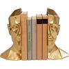 Kare Fermalibri di design Face, set da 2 pezzi, colore oro, per libreria, accessori, 24 x 16 x 11,5 cm