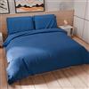 PETTI Artigiani Italiani - Set Copripiumino Matrimoniale 250x200 cm (2 Federe 50x80 cm Incluse), Parure Copripiumino Morbida Microfibra Tinta Unita Blu Elettrico