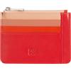 DUDU Bustina porta carte di credito in vera pelle colorata portafogli con zip Rosso fiamma