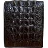 Generic Portafoglio bifold in vera pelle di coccodrillo hornback per gli uomini, vera pelle di alligatore fatto a mano Portafoglio da uomo, regalo per lui, nero, 120mm x 90mm, Cuciture sui bordi