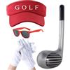 UILYNIU 4 Pezzi Adulti Costume per Golf, Mazze da Golf Gonfiabili da 76 cm Visiere Parasole da Golf Cappello Parasole Guanti Occhiali da Sole, Festa Halloween Costume per Uomo Donna
