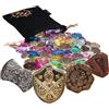 ENHANCE Set di Gettoni del Tesoro da Tavolo - 40 Gettoni MTG in Metallo (x10 per Ogni Design) con Gemme Assortite in Acrilico (Oltre 40) e Astuccio con Coulisse, Segnalini per Giochi di Ruolo