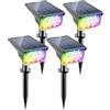 NATPOW Faretti Solari a LED da Esterno RGB, 4 pezzi 6 Colore Lampade Solari da Giardino Potenti, Cambia Colore Faretto Solare, IP65 Impermeable per Giardino, Patio, Vialetto, Natale