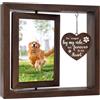 Sporgo Cornice portafoto in legno con cane e gatto: 3D con 2 foto, girevole a 360°, in legno, per cani e gatti (23 x 20,5 cm)