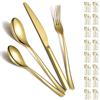 Berglander Set di posate in oro 48 pezzi per 12 in acciaio inossidabile con placcatura in titanio dorato, set di coltelli per cucchiai e forchette in oro per casa, matrimonio, ristorante, hotel