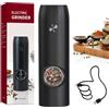 CIRCLE JOY Macinapepe Elettrico Macinaspezie Ricaricabile con Luce LED Bianca, Capacità 70ml e Ruvidità Regolabile, Nero