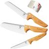 Kibbidea Set Coltelli da cucina per bambini, Coltello per bambini da cucina a partire da 3 anni, Coltello da bambino da taglio, Acciaio inossidabile, Lama arrotondata