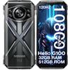 DOOGEE S cyber Pro Rugged Smartphone, 32(12+20)GB+512GB Helio G100, 10800mAh/33W 6,6 FHD+ 120Hz Smartphone Rugged, 50MP+32MP Telefono Indistruttibile, Android 14, IP68/IP69K/Dual SIM/NFC/OTG, Argento