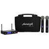 Audibax Sidney 500 B - Sistema Microfonico Wireless UHF - Doppio Microfono Wireless Portatile Professionale - Modulazione Analogica - Include Custodia per il Trasporto - Portata 50 metri
