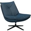 KONTE.DESIGN Poltrona girevole BRIKELL in tessuto blu e base in metallo nero