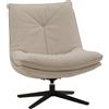 KONTE.DESIGN Poltrona girevole BRIKELL in tessuto beige e base in metallo nero