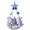 Generico Fiocco nascita elefantino con nome personalizzato su luna -fatto a mano in pannolenci -decorazione cameretta-regalo unico nascita- babyshower-Decorazione per porta cameretta bimbo