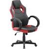 One Living Sedia da Gaming STORM in Ecopelle - Braccioli Ergonomici, Schienale Reclinabile, Altezza Regolabile, Girevole a 360°, Design Racing, Poltrona da Ufficio o Gioco, Comfort (Nero e Rosso)