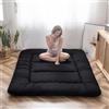 MAXYOYO Materasso da pavimento giapponese, materasso futon, tatami spesso, materassino, pieghevole, arrotolabile, per dormitorio, per pavimento (matrimoniale, nero)